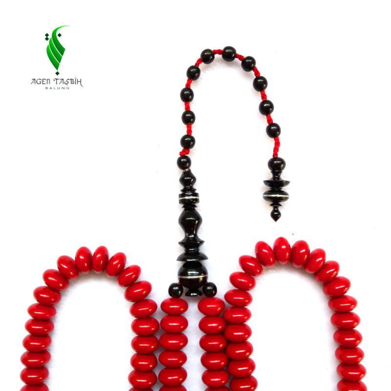 Tasbih Batu Coral Marjan Merah Super 216 Butir (108 Butir x 2), Kualitas Super