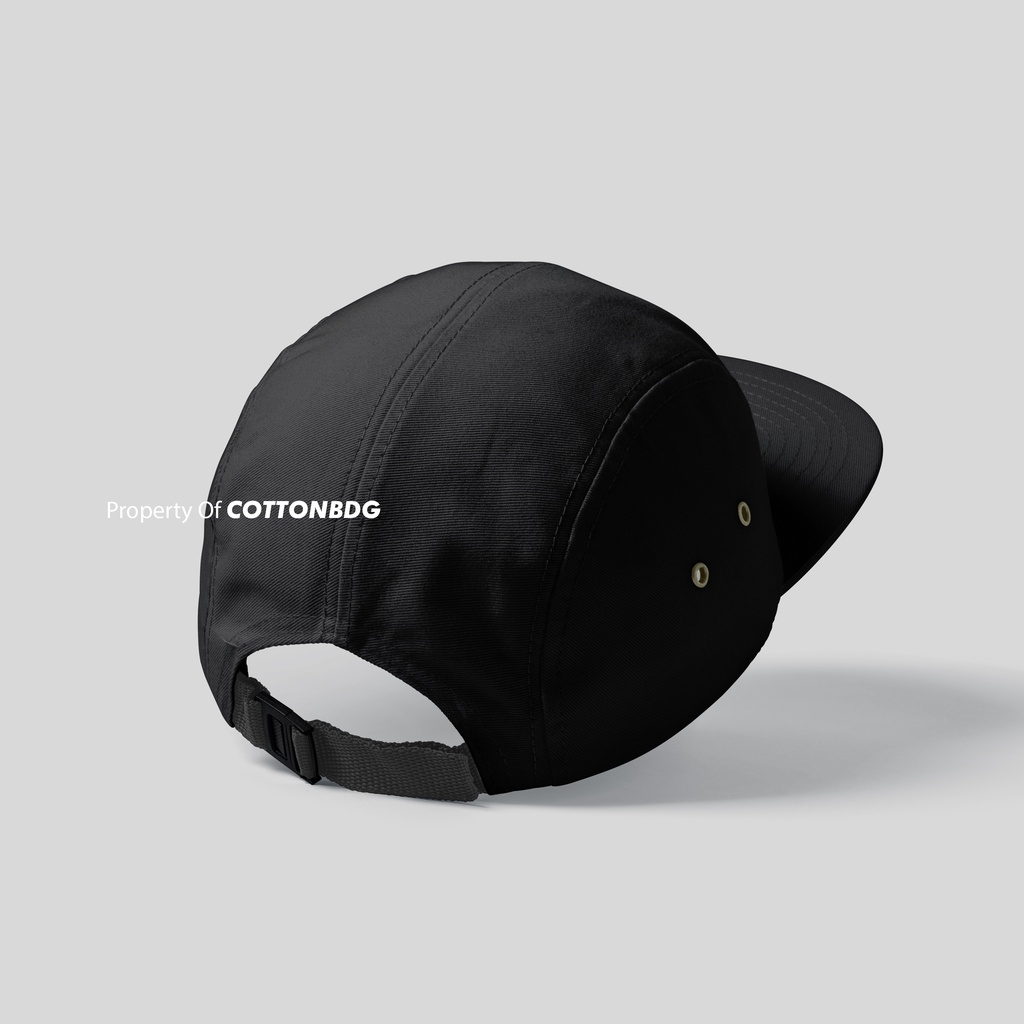 TOPI 5 PANEL ORGINAL WARNA HITAM JET BLACK UKURAN ALL SIZE PREMIUM