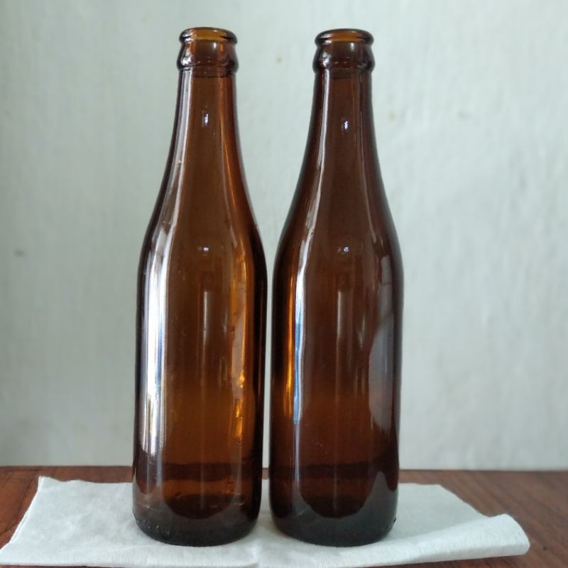 Botol Kaca Coklat 350ml - Vas Botol Kaca - plus tutup