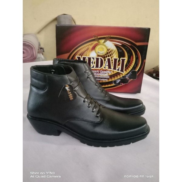 SEPATU KULIT ASLI PRIA MEDALI PDH BOOTS POLRI TNI SECURITY SATPAM FORMAL DINAS KANTOR KERJA PNS ASN PEGAWAI