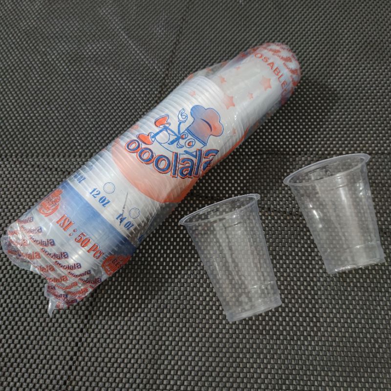 Gelas plastik OOOLALA 12oz 14oz 16oz cup boba thai tea jus buah cincau cendol