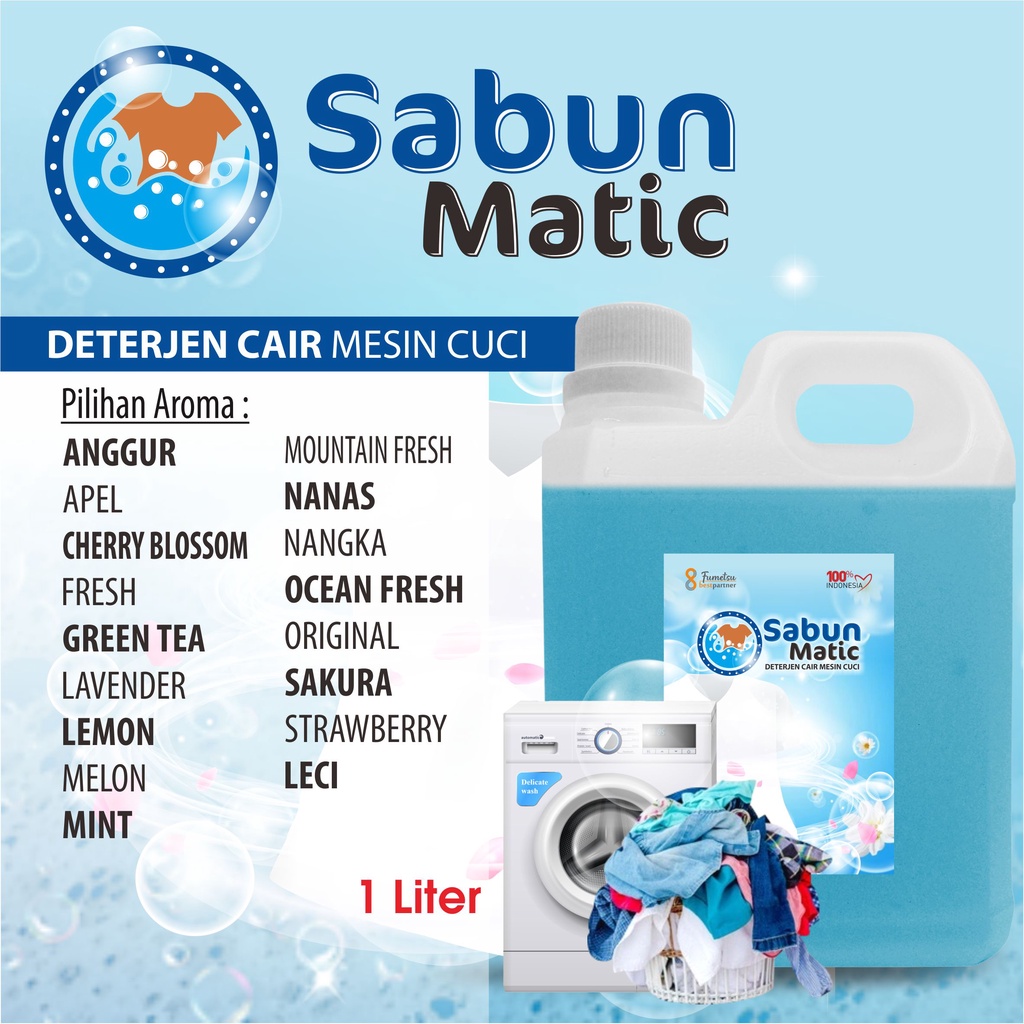 Sabun Cuci Baju Deterjen Cair Matic Aroma Wangi 1 Liter Jerigen Free Bubble Wrap