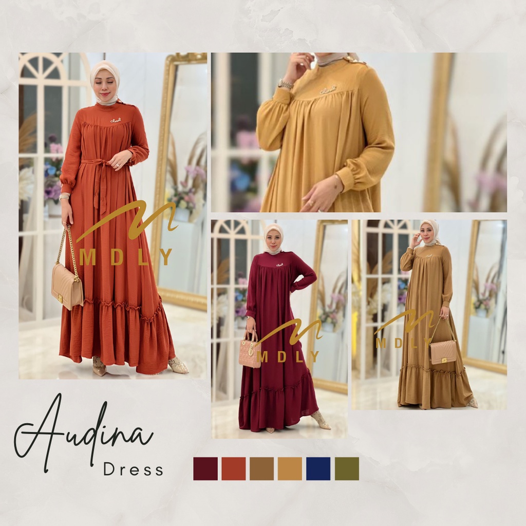 Fashion Muslim Terbaru Baju Gamis Wanita Dress Syari Muslimah Dress Casual Mdly Gold Busui Frendly W