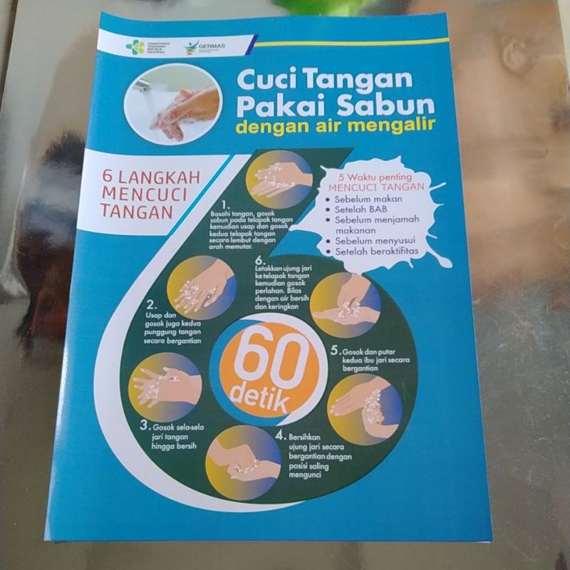 Poster 6 Langkah Mencuci Tangan Pakai Sabun Dengan Air Mengalir Shopee Indonesia