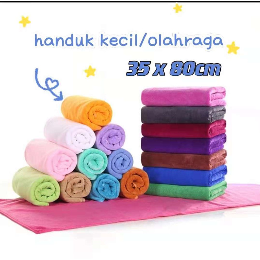 Handuk Olahraga Polos/handuk muka / handuk souvenir/ Ukuran 35x80cm Bahan Microfiber