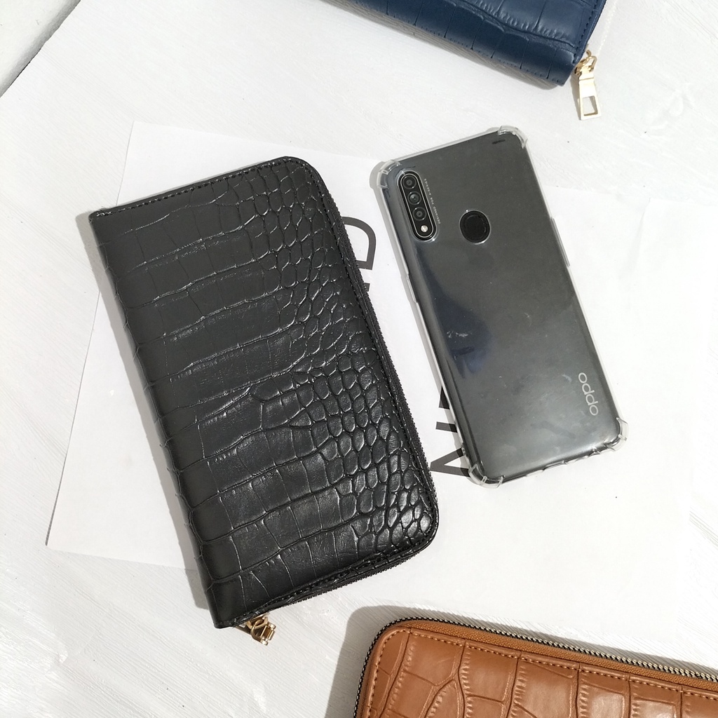 Dompet kulit sintetis panjang wanita remaja dewasa motif croco tempat hp uang kartu masa kini
