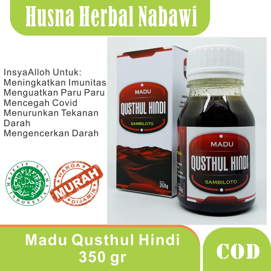 

PROMO PROMO Madu Qusthul Hindi Sambiloto 350 gr Husna Herbal Nabawi