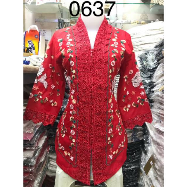 3017 Kebaya alexuez bordir timbul organdi merah kebaya premium