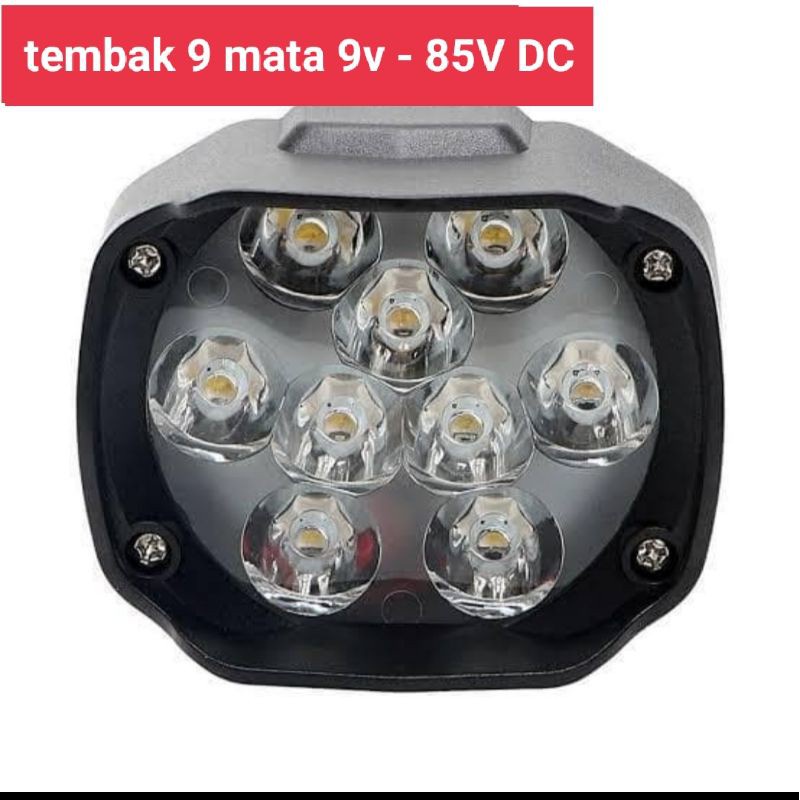 BARU LAMPU TEMBAK SOROT 9 MATA UNTUK MOBIL DAN MOTOR SPOT LIGHT TERANG WATERPROOF