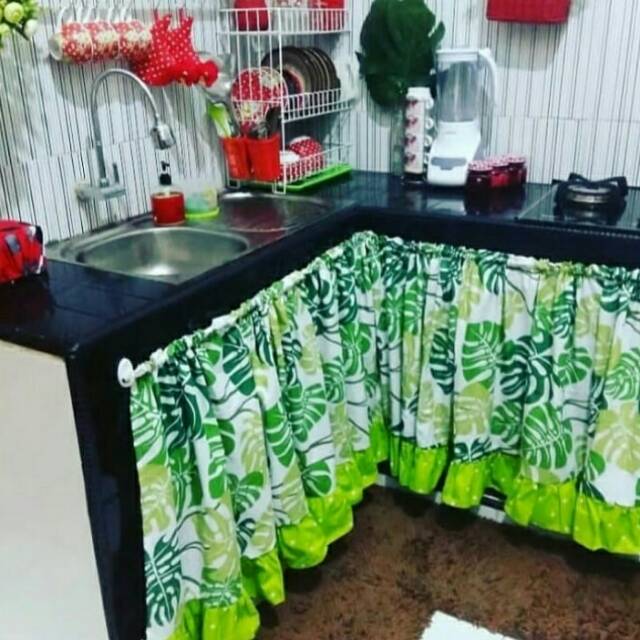 Horden kolong / tirai dapur thalia monstrea rumbai bawah