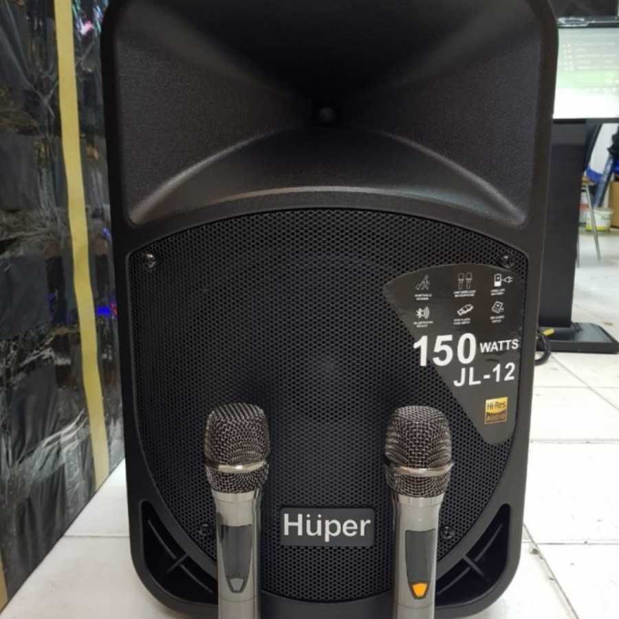 SPEAKER PORTABLE HUPER JL12 ORIGINAL BONUS 2 MIC WIRELLES