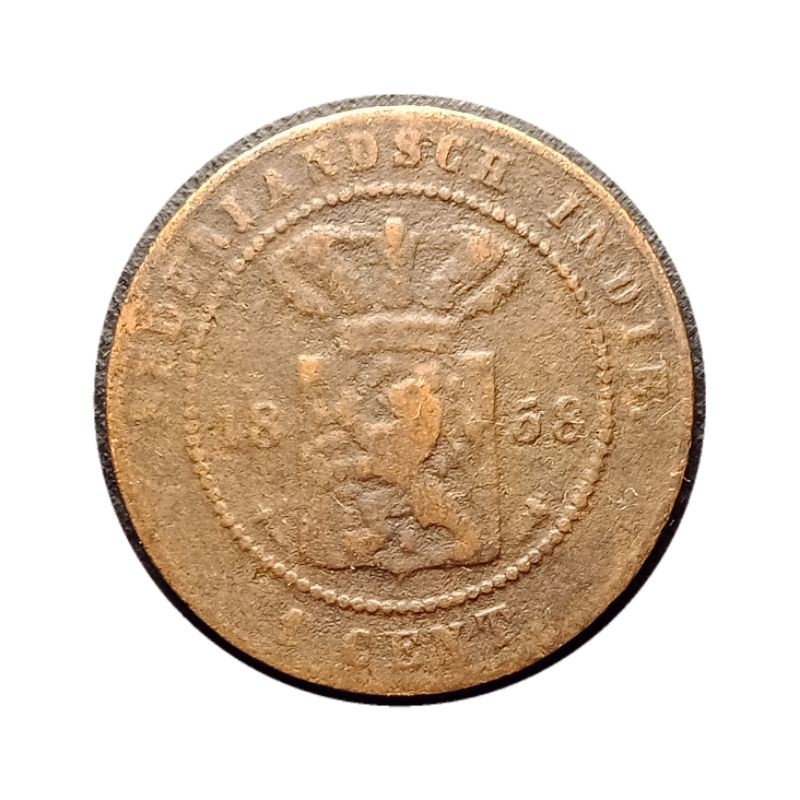 Koin Jaman Belanda Benggol 1 Cent Tahun 1858 Tjiamik X-03