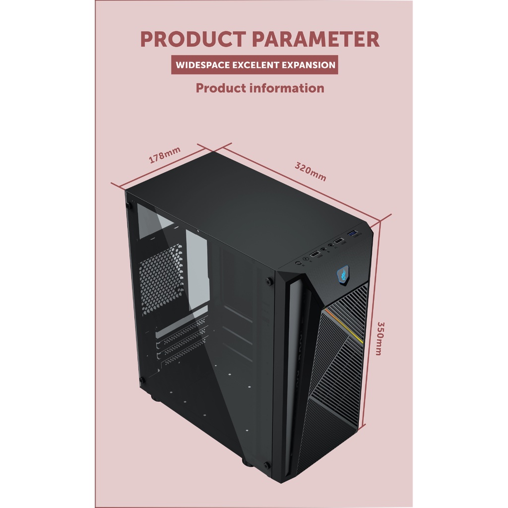 Infinity F07 RGB + PSU 250W Tempered Glass Casing PC