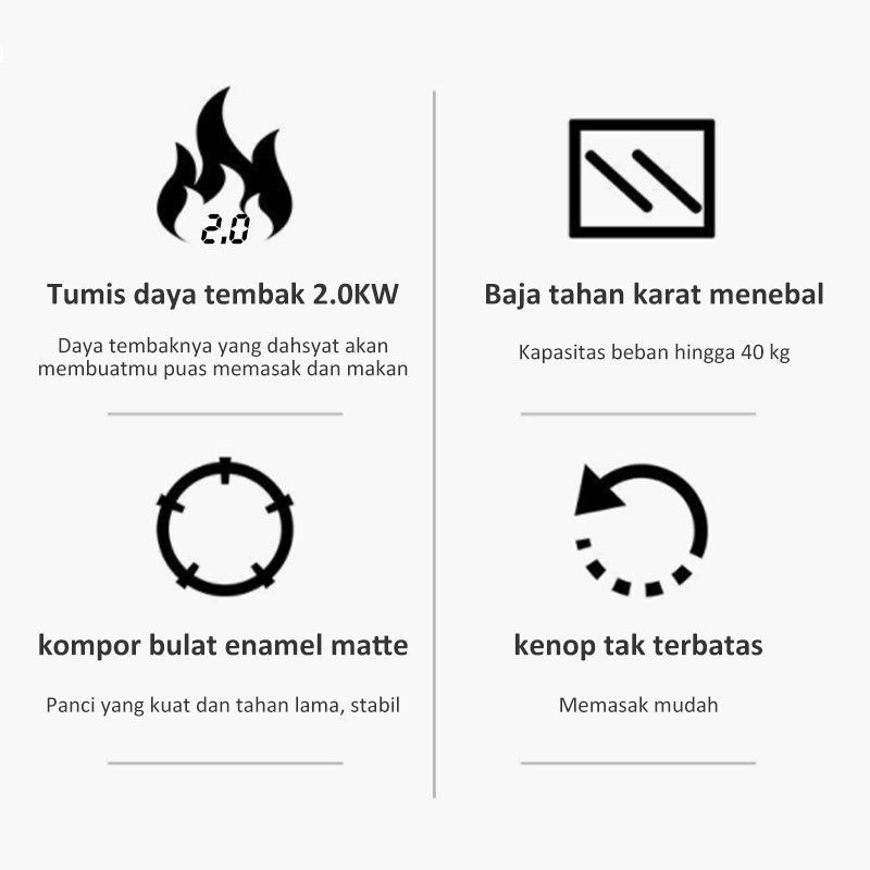 T1 Kompor gas desktop kompor gas tunggal/ganda hemat energi kompor gas stainless steel mudah dibersihkan