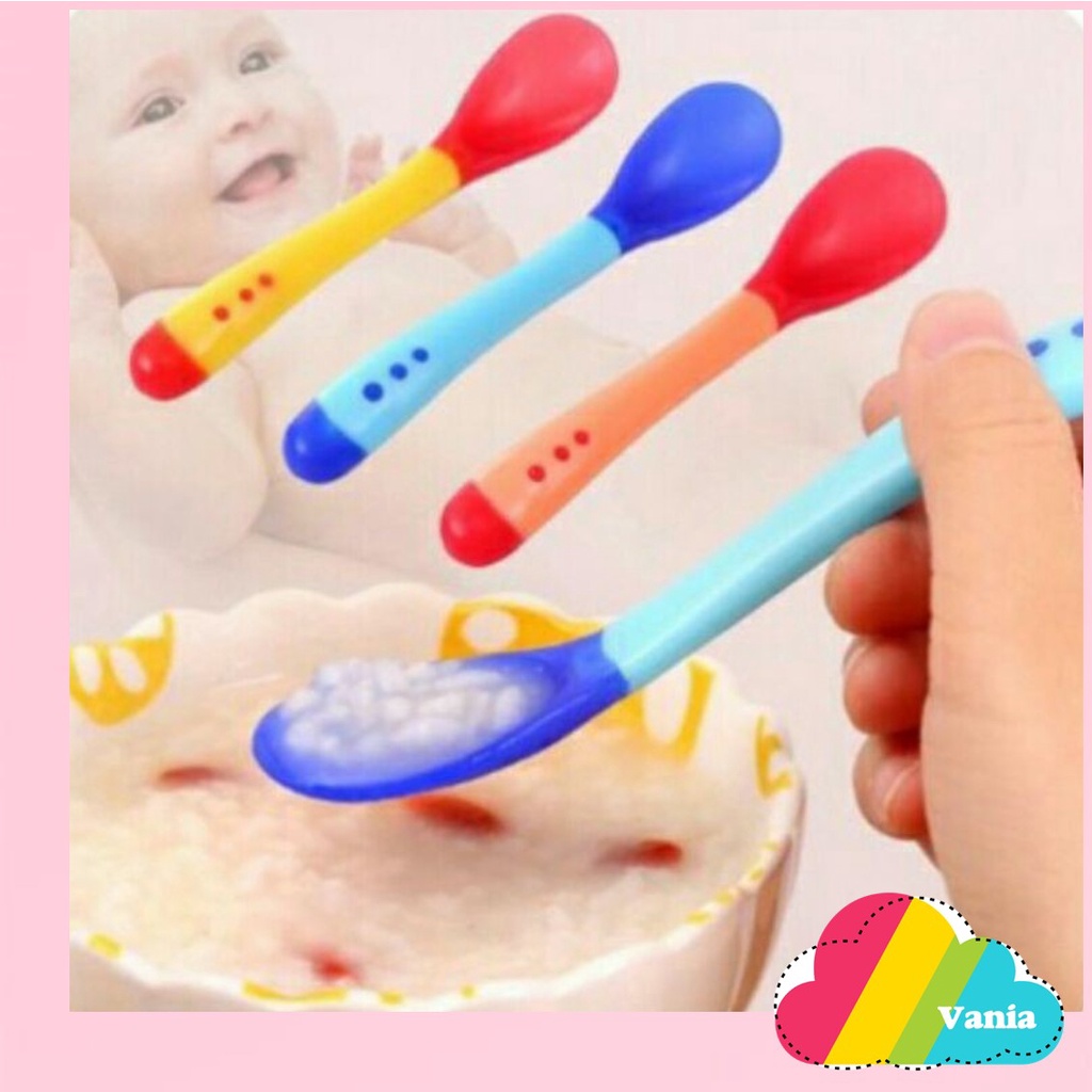 Sendok Garpu Thermal Sensing Makan Bayi silikon mpasi bubur nasi tim silicone spoon fork baby