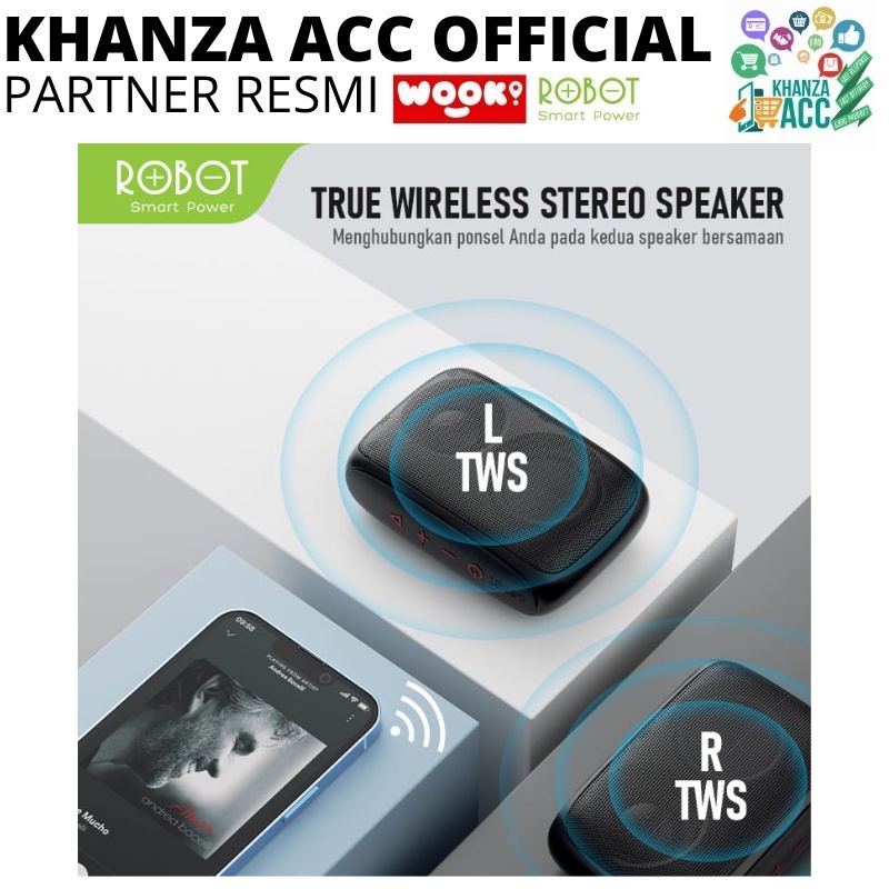 KHANZAACC ROBOT RB110 Speaker Bluetooth 5.0 Mini Portable Support Micro SD &amp; USB