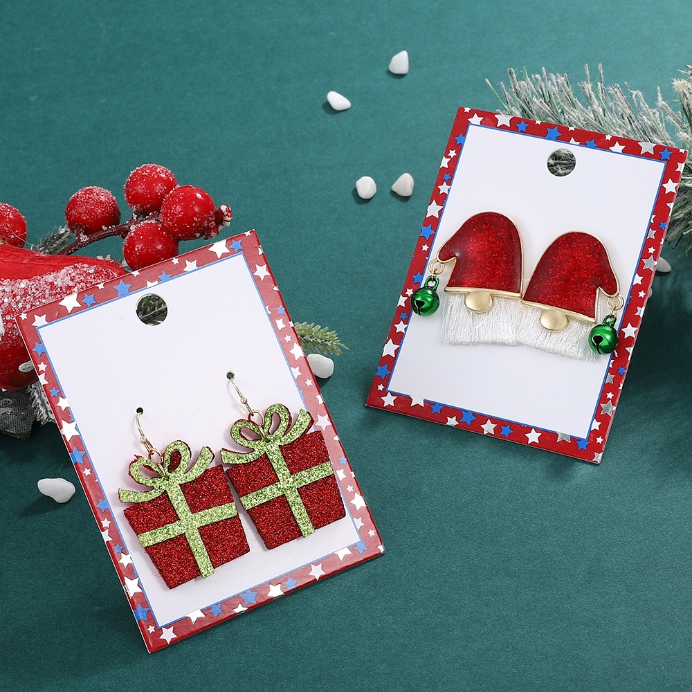 Mhang Anting Tusuk Gantung Bentuk Kaos Kaki Natal Warna-Warni Untuk Wanita