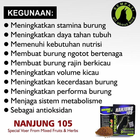 Nanjung 105 Voer Pelet Ebod Jaya Pakan Burung Juara Lomba Untuk