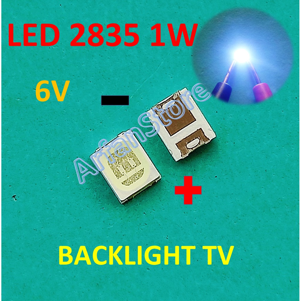 Led 2835 3528 6V 1W Cold White Backlight TV SMD Lampu Putih Terang