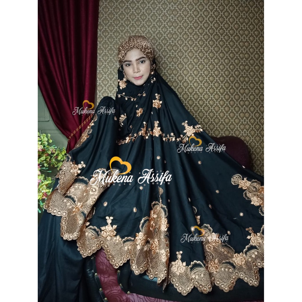 Exslusive mukena bukittinggi bordir monalisa hitam lembayung