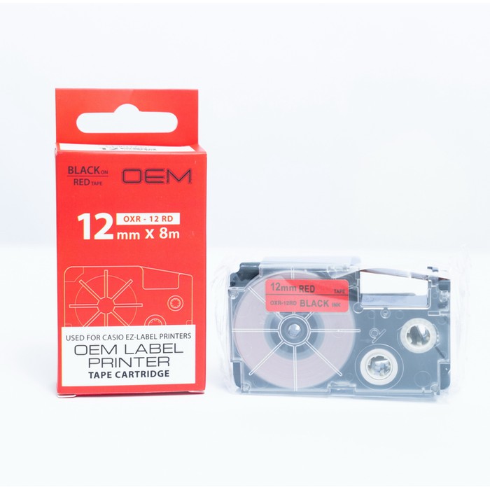 OEM TAPE EZ LABEL CASIO 12MM BLACK INK red (OXR-12RD)