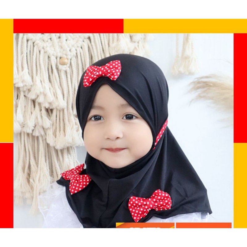 JILBAB ANAK BAYI LUCU LOL LED MUSIK 0-3 TAHUN PITA POLKA / JILBAB ANAK PITA LUCU