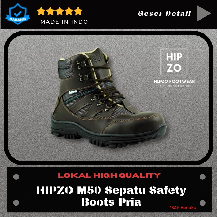 HIPZO M50 Sepatu Safety Boots Pria Sepatu Pria Riding
