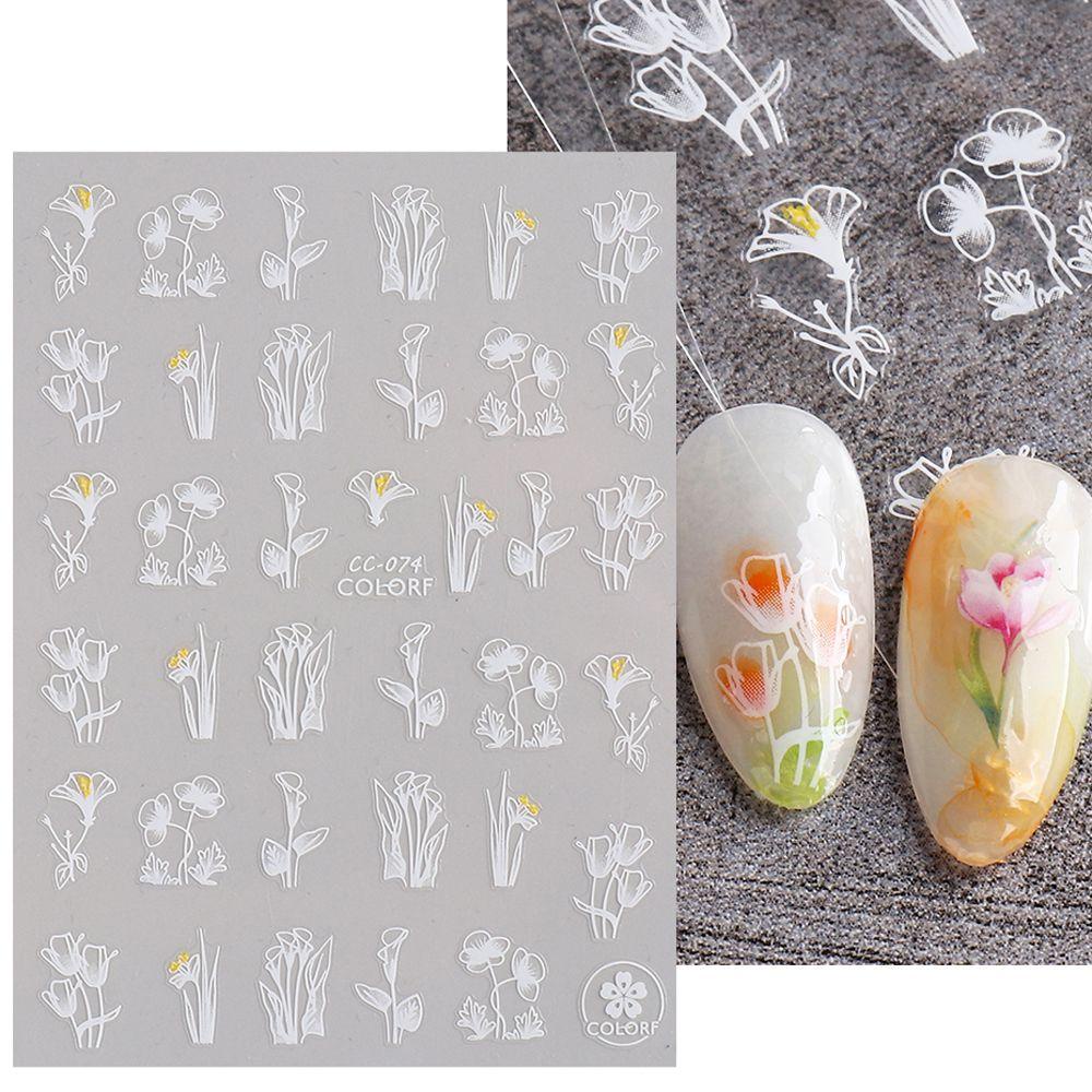 Mxbeauty Bunga Tulip Stiker Nail Art Elegan Fashion Dekorasi Nail Art Musim Semi Bunga Peri DIY Manicure Accesorios