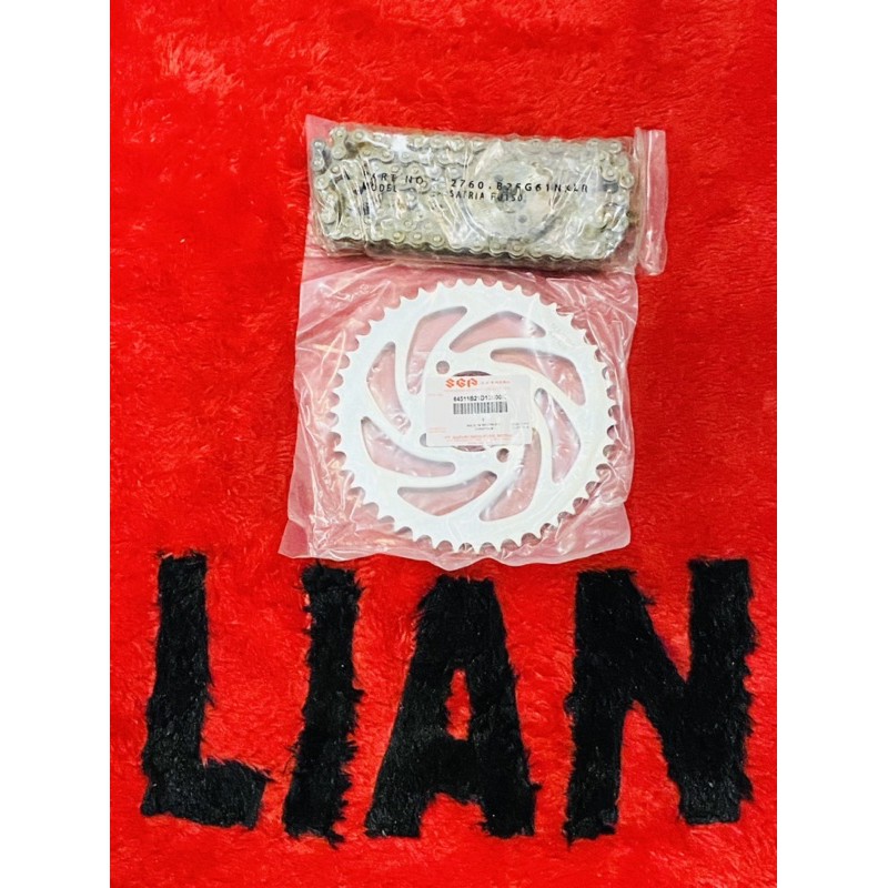 GIRSET GEAR SET DEPAN BELAKANG RANTAI SATRIA F FU 150 OLD BARONG 2004 - 2012 ASLI ORI SGP TERLARIS 2