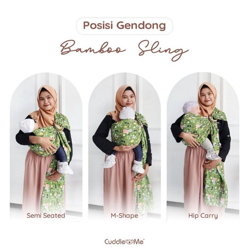 Ringsling Bamboo CuddleMe Ring Sling Cuddle Me Gendongan Bayi Samping Gendongan Anak Empuk Jarik Cukin dengan Ring Sling