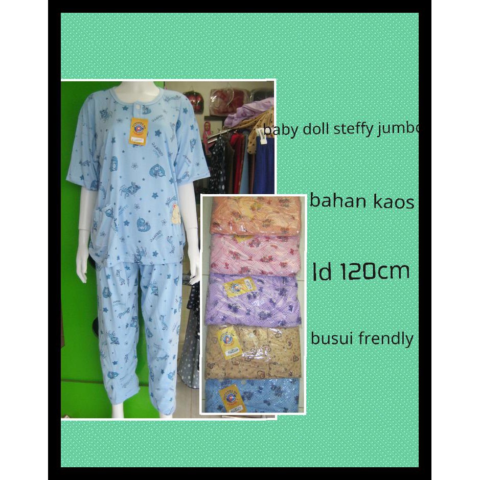 BABY DOLL CP JUMBO / BAJU TIDUR BIG SIZE BUSUI KANCING DEPAN / PIYAMA