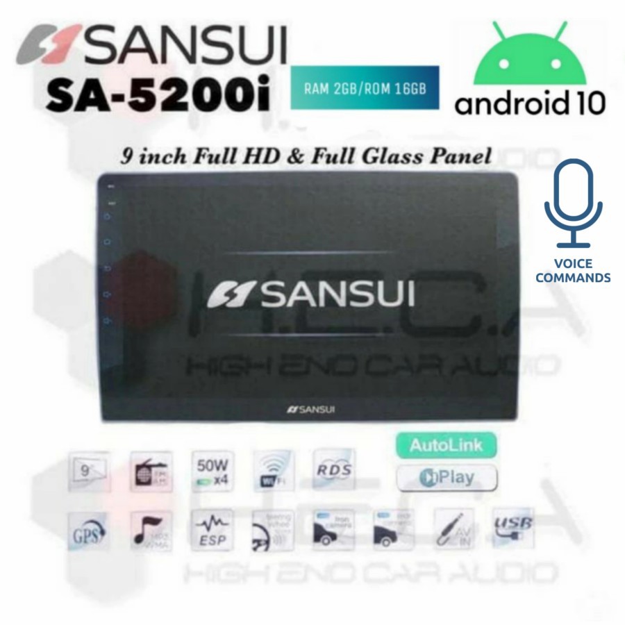SANSUI SA-5200i Android 9 inch Universal Full Glass Head Unit Tape Double din Tv Audio Mobil