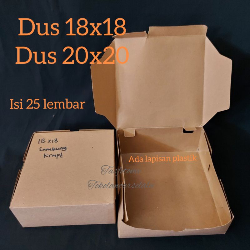 Dus Coklat Box Makanan 18x18 20x20 cm craft paper box roti kue