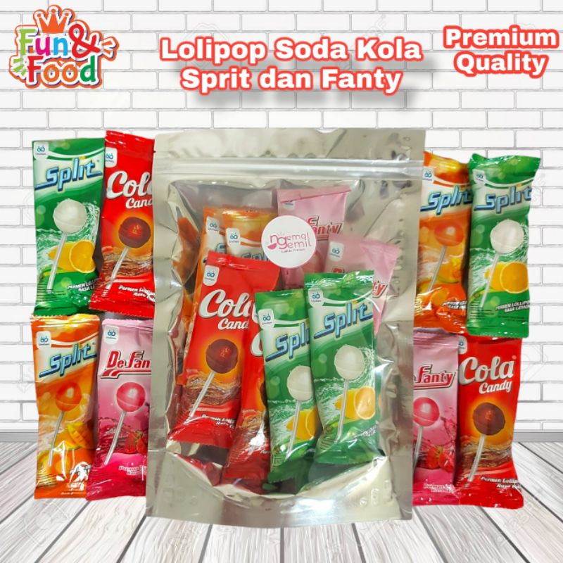 Jual Permen Lolipop Rasa Minuman Soda Kola Split dan Fanty Mixed ...