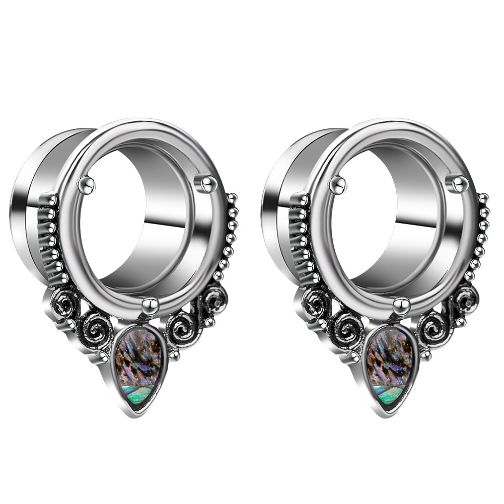 Hu Hu Hu Hu Hu Alat Bantu Pasang Kacamata♡ 1pc Anting Tindik Tunnel Kulit Kerang Abalone Bentuk Tetesan Air Untuk Wanita