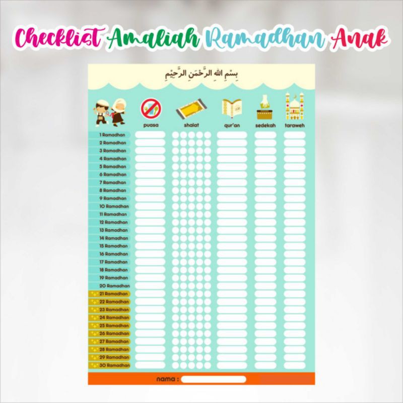 Jual Checklist Amaliah Ramadhan Anak TEBAL FULL COLOR Indonesia|Shopee ...