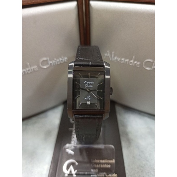 Jam Alexandre Christie AC 1019 LD LIP Wanita Kulit Hitam Segi
