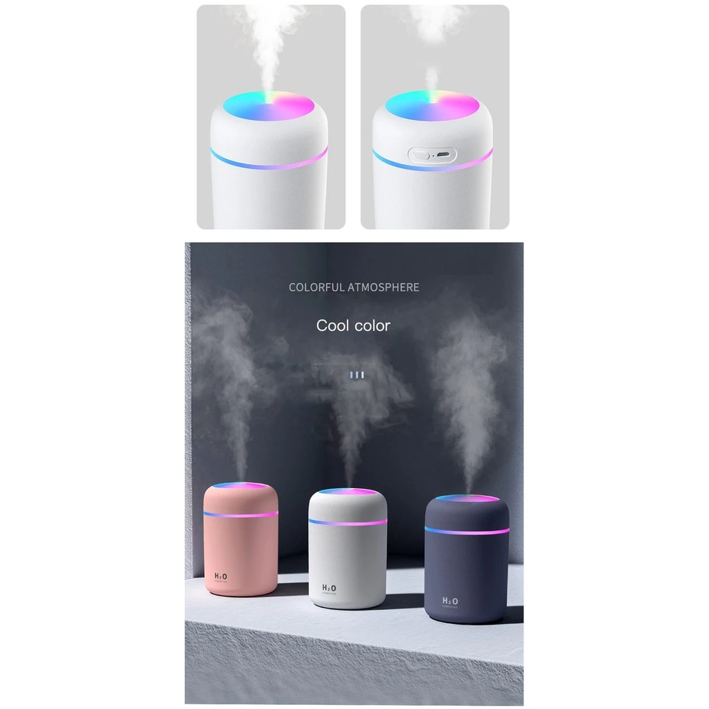 H2O Humidifier Usb Air Diffuser 220ML 300ML  320ML Purifier Pelembab Udara Light  Anion Ultrasonic Light 260ml