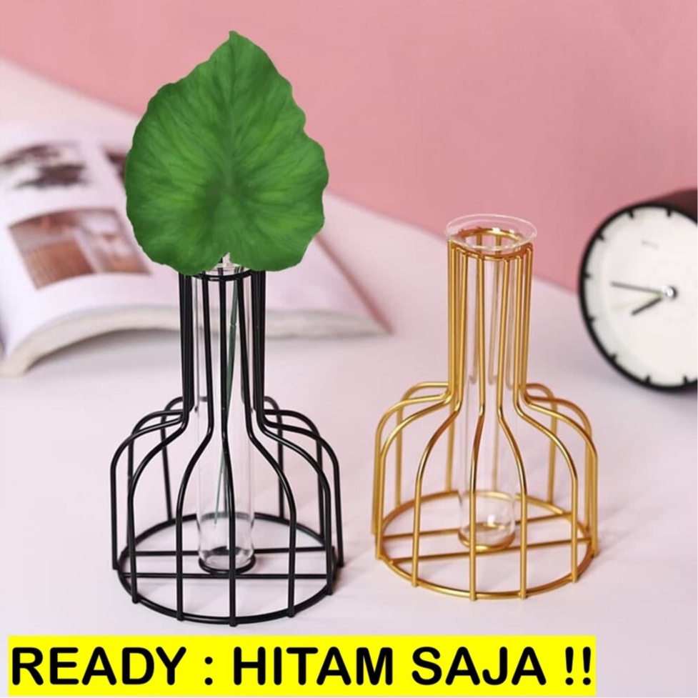Vas Bunga BESI termasuk tabung KACA - Vas Bunga Minimalis - Vas Aesthetic - Pot Bunga - Hiasan Dekor