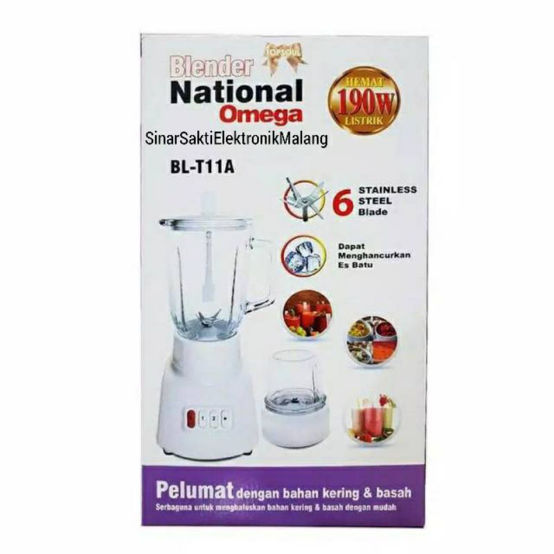 Blender National Nasional Omega Kaca 2 in 1 Gelas Bumbu Chopper Murah Qq Beling Malang