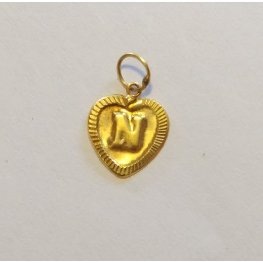 Liontin Plat Love Huruf N Emas 70%