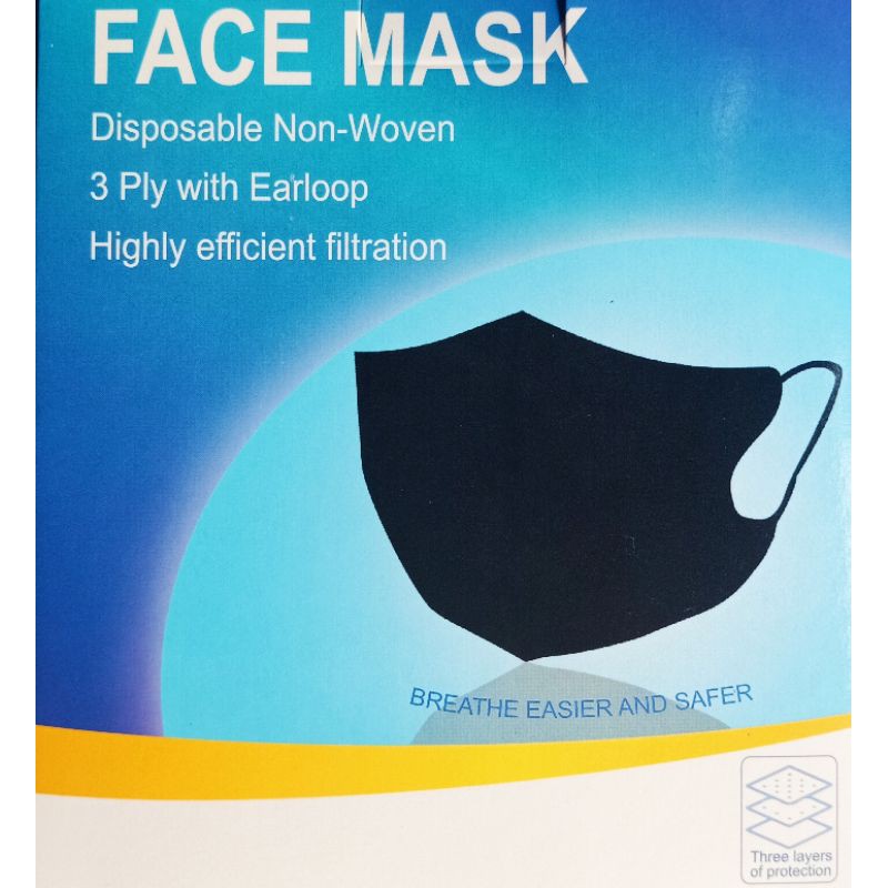 Masker Pernapasan Hitam 3 Ply