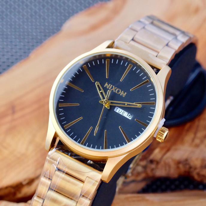 PROMO JAM TANGAN PRIA KEREN NIXON DAYDATE SK711W RANTAI GOLD BLACK TERPERCAYA