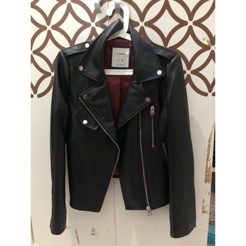 PRELOVED JAKET KULIT LEATHER JACKET PULL&BEAR PULL AND BEAR