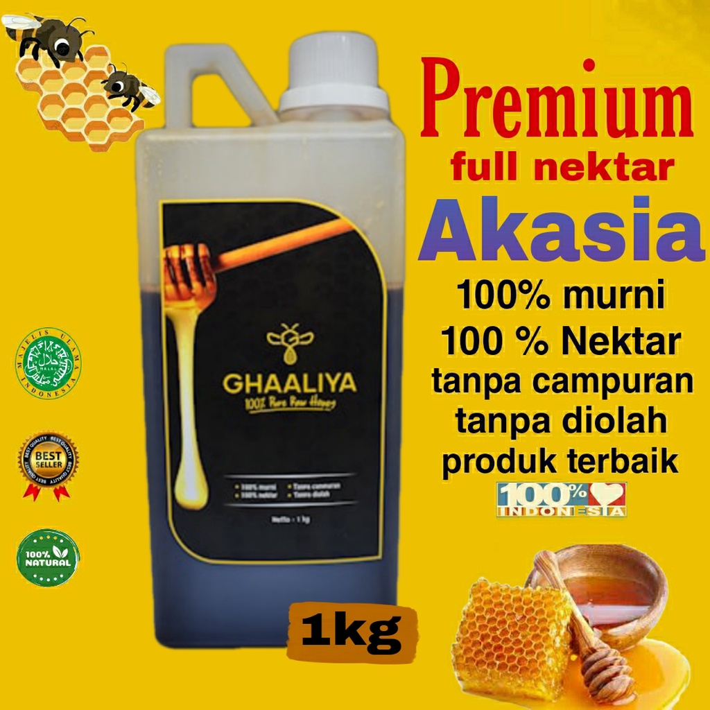 

Madu Ghaaliya Murni Asli 100% Nektar Bunga Akasia Carpa premium terbaik 1kg original