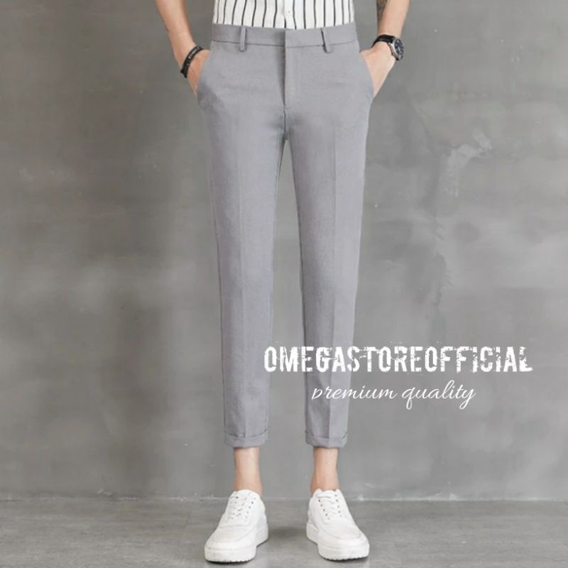 OMEGA - Celana Formal Slim Fit Pria Bahan Dasar Wol Premium Size 27-38