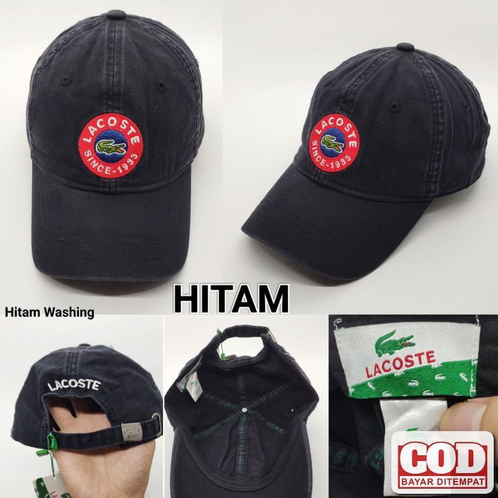Siapkirim_ Topi Pria 3Second Jaring Hitam Kuning - Baseball -Xj6  MD716  Lacoste Logo Bulat - Hitam