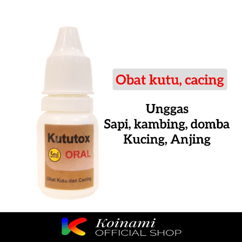 KUTUTOX ORAL 5 ml / OBAT KUTU CACING UNTUK HEWAN / KUCING ANJING SAPI DOMBA AYAM UNGGAS