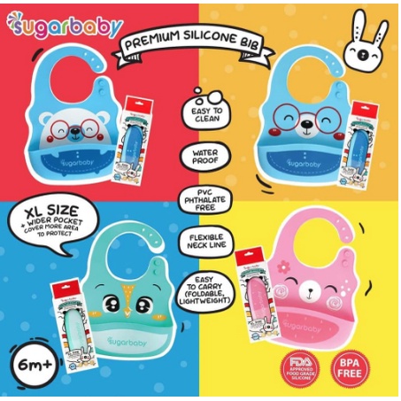 Sugar Baby Silicone Bib PREMIUM - Celemek Bayi