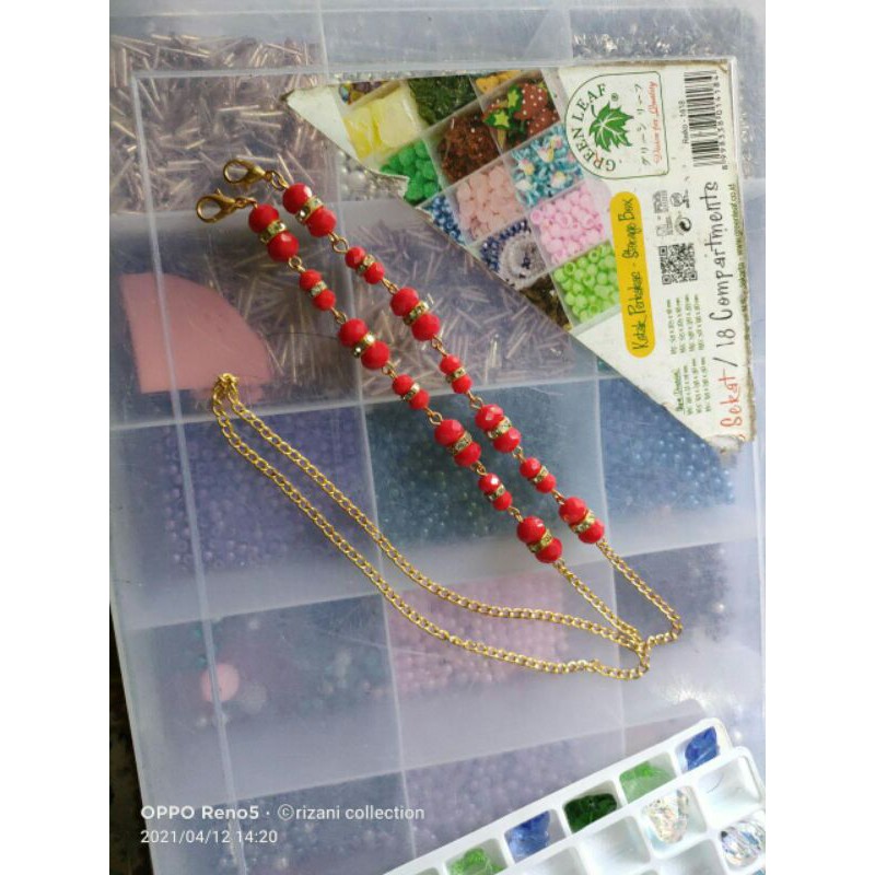 kalung masker rantai gold crystal